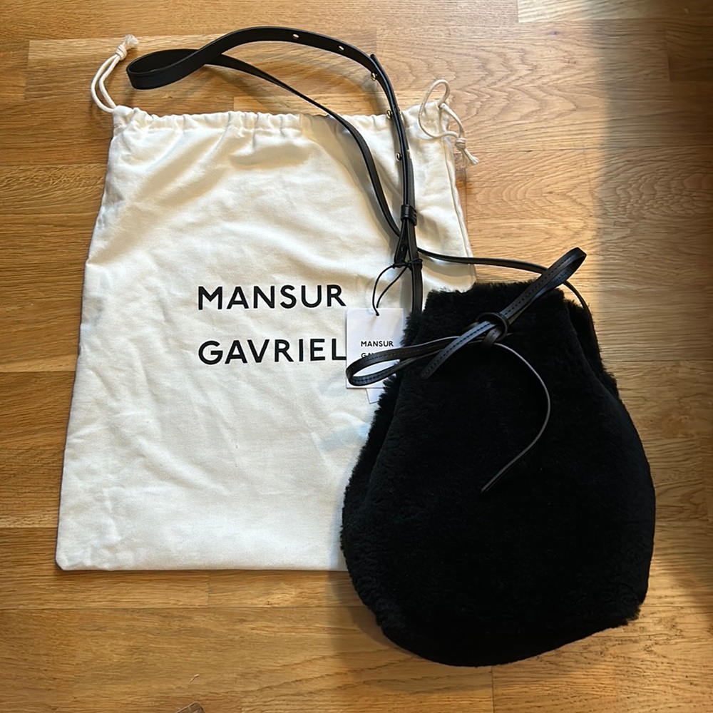 Mansur Gavriel fur bucket mini bag
